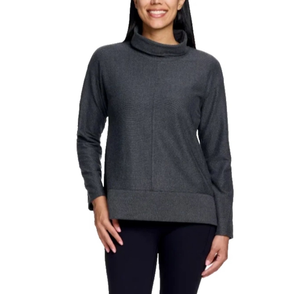 Avalanche‎ Women S Charcoal Gray Textured Cowl Neck Long Sleeve Outdoor Gorpcore